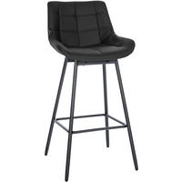 BARHOCKER Lederlook schwarz - Schwarz, Textil/Metall (49/105/56cm) - CLP