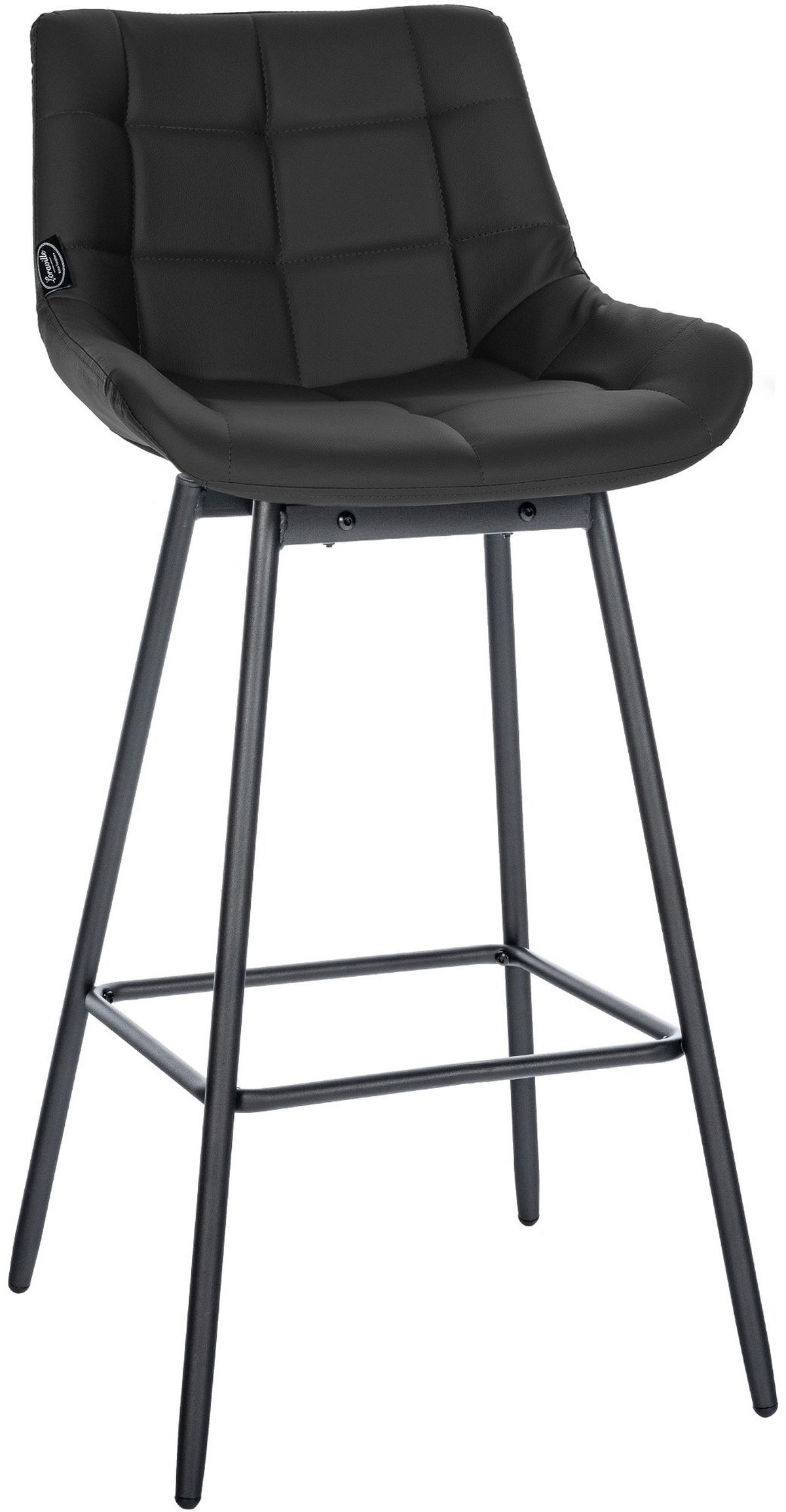 BARHOCKER Lederlook schwarz - Schwarz, Textil/Metall (49/105/56cm) - CLP
