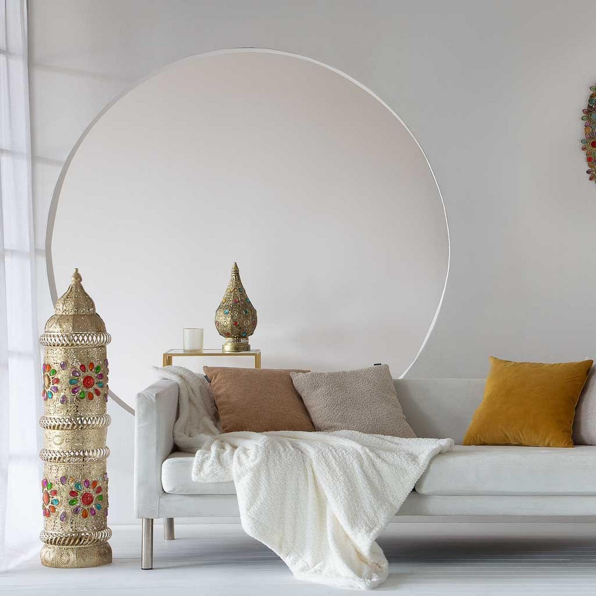 LAMPE aus Metall und Glas, 20x38cm - Multicolor, Metall (20/20/38cm) - Wanderlust