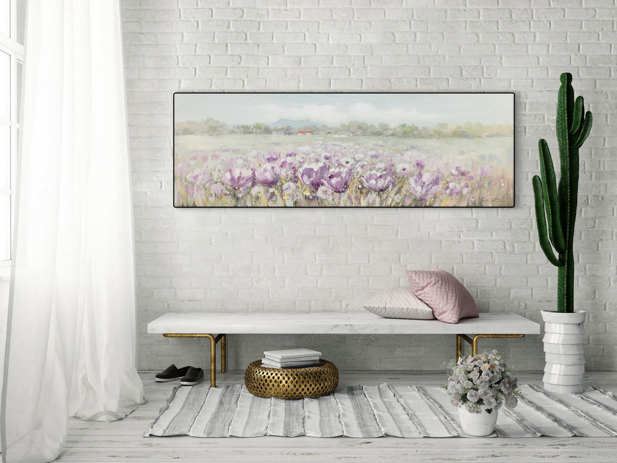 ÖLGEMÄLDE 150/50 cm - Lila/Grün, Holz/Textil (150/50cm) - KUNSTLOFT
