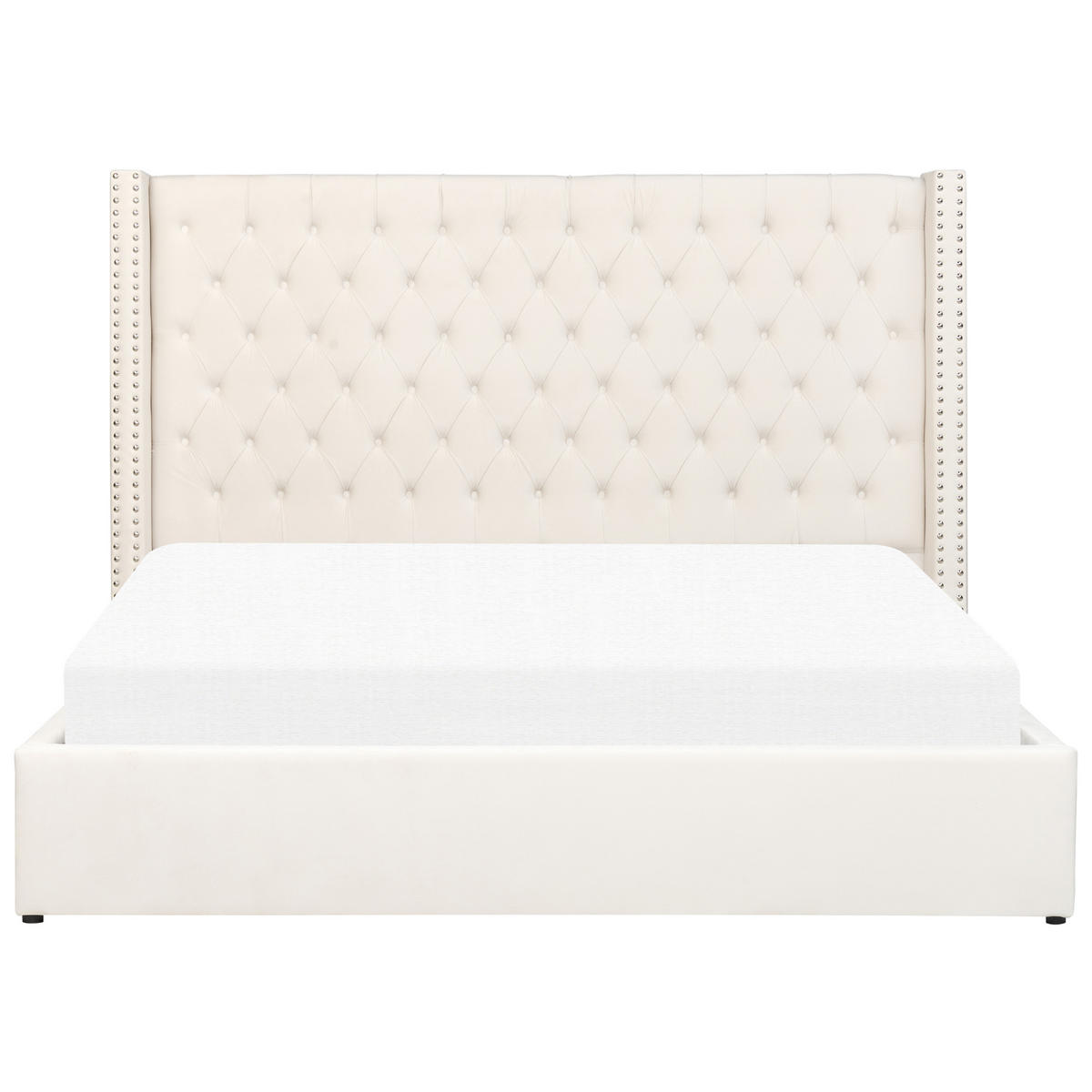 POLSTERBETT 180/200cm Cremeweiß Lubbon - Creme, Textil (180/200cm) - Beliani