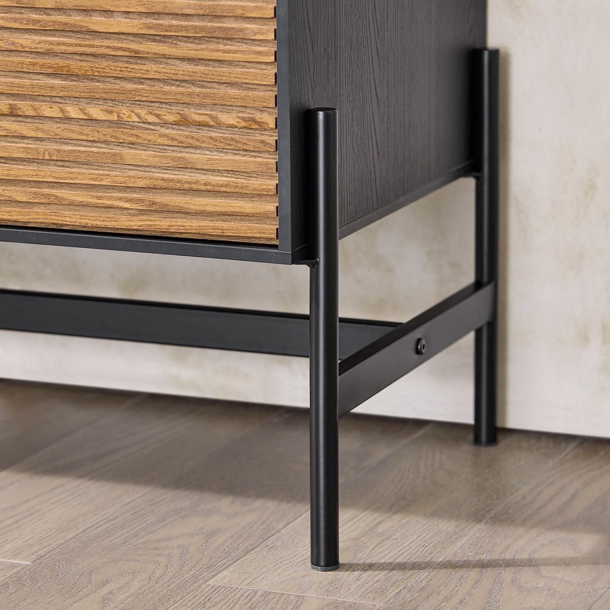 KÜCHENSCHRANK Schwarz-Natur - Schwarz/Naturfarben, Holzwerkstoff/Metall (84/132/40cm) - SoBuy