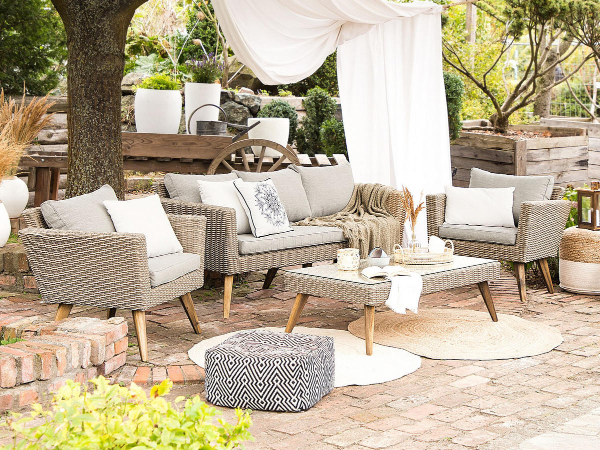 LOUNGE SET-5-Sitzer beige Vittoria - Beige, Kunststoff - Beliani