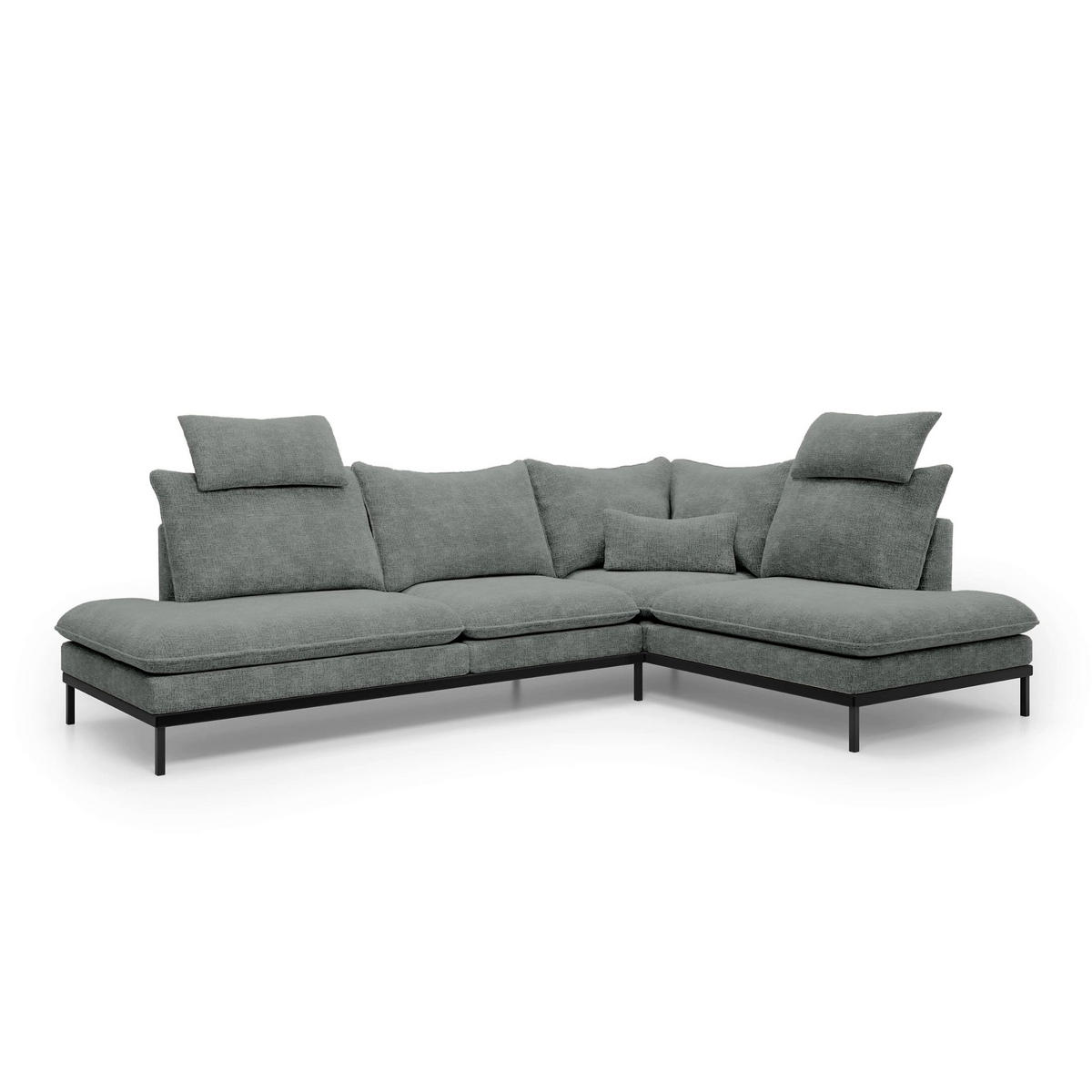 ECKSOFA Leafy Grau 293 cm - Grau, Textil (293/90/198cm) - Pillovely
