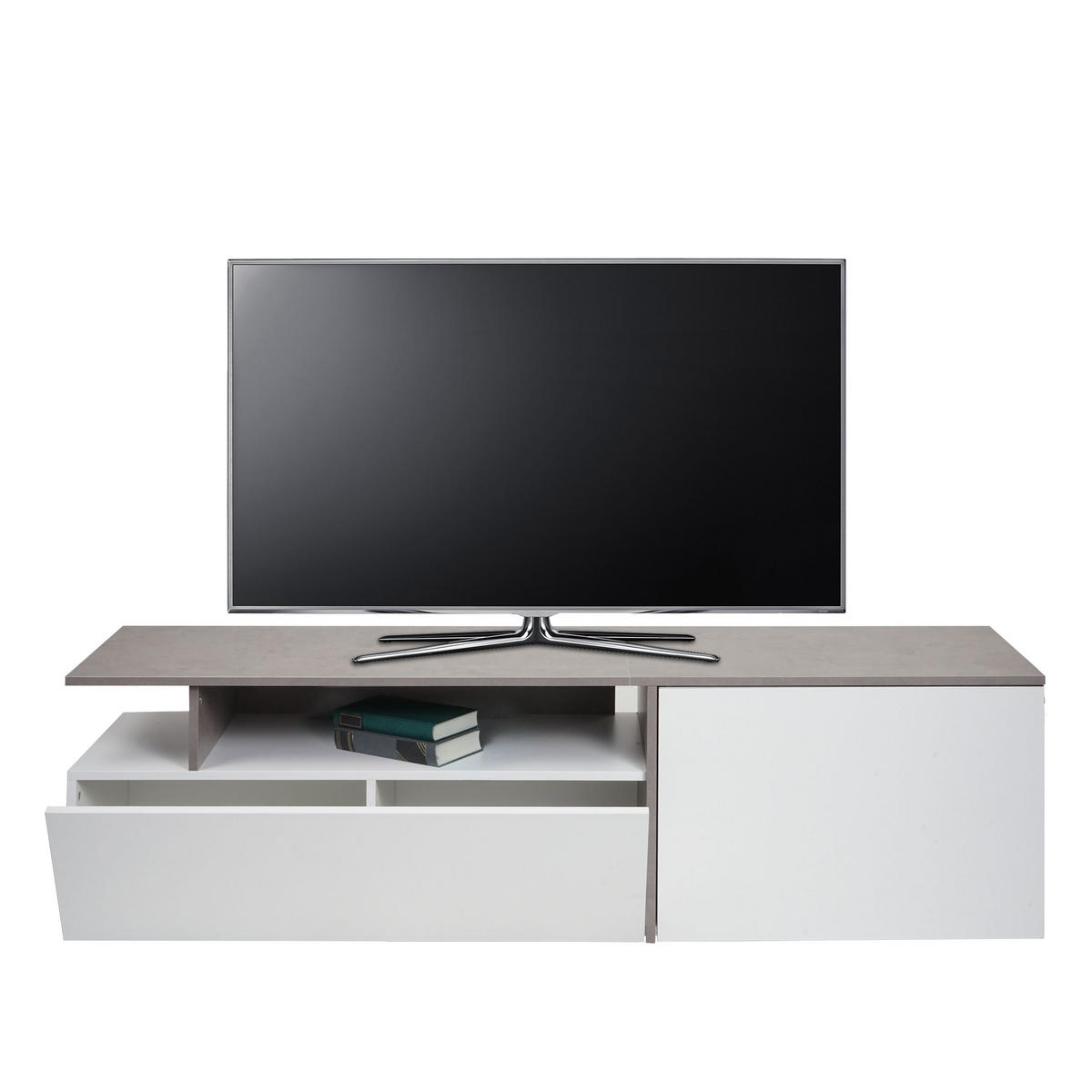 TV-RACK Beton Dekor, weiß - Weiß/Grau, Holz (161/45/40cm) - MCW