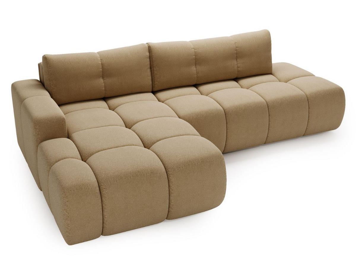 ECKSOFA Montero Bouclé-Stoff Hellbraun Links - Hellbraun, Holz/Textil (280/177cm) - Graingold
