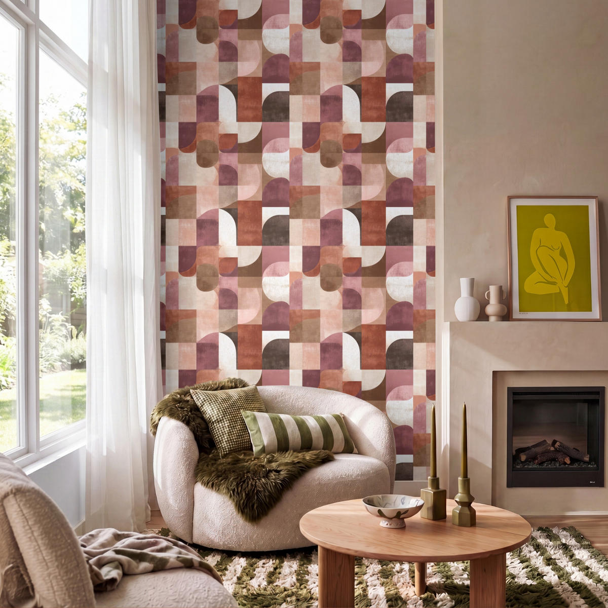 TAPETE - Geometrie - Modern - Retro - 160x260 cm - Multicolor, Papier (160/260cm) - OnlyWow