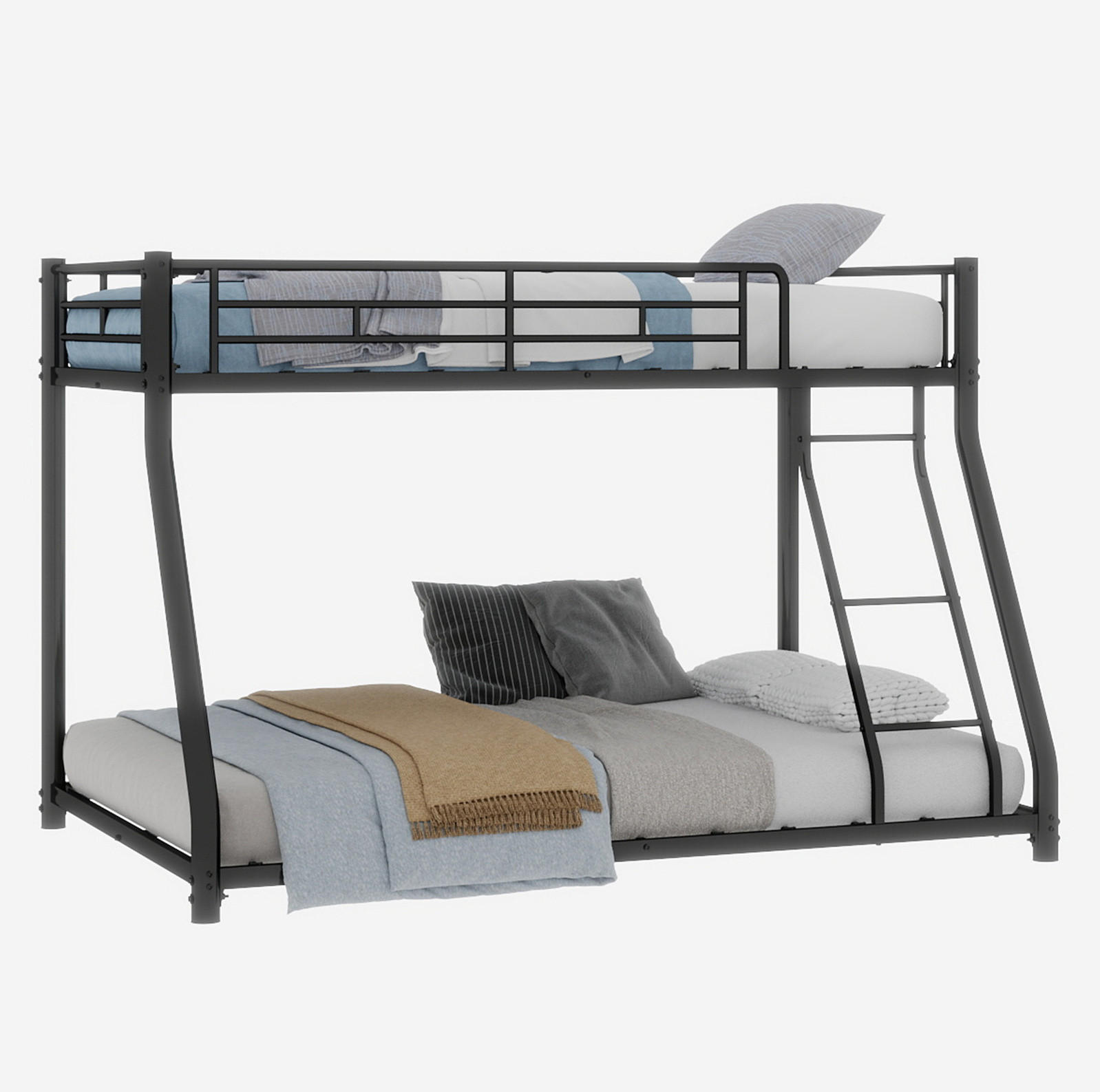 OKWISH PATROVÁ postel 90/190 a 140/190 cm černá z kovu s žebříkem a zvýšeným zábradlím