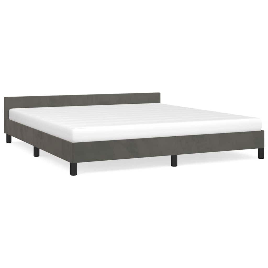 BETTGESTELL ohne Matratze Dunkelgrau 160x200 cm Samt - Grau, Textil - furnicato