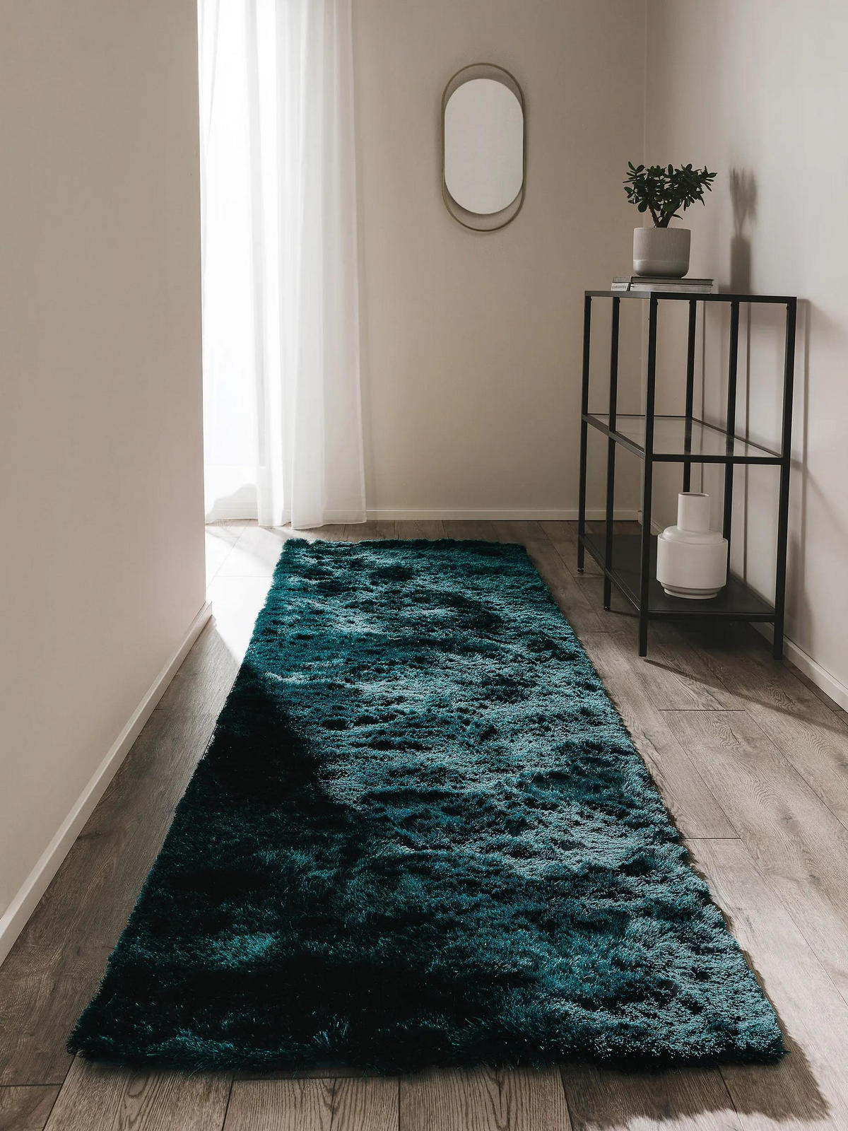 HOCHFLORTEPPICH Whisper Türkis 80x300 cm - Türkis, Textil (80/300cm) - benuta Nest
