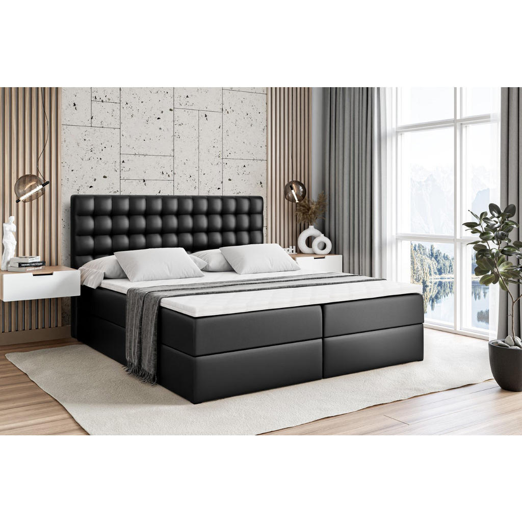 Thumbnail - Altdecor Boxbett, Schwarz Hochglanz, Holzwerkstoff, Höhe ca. 20 cm, 160x200 cm, Schlafzimmer, Betten, Boxspringbetten