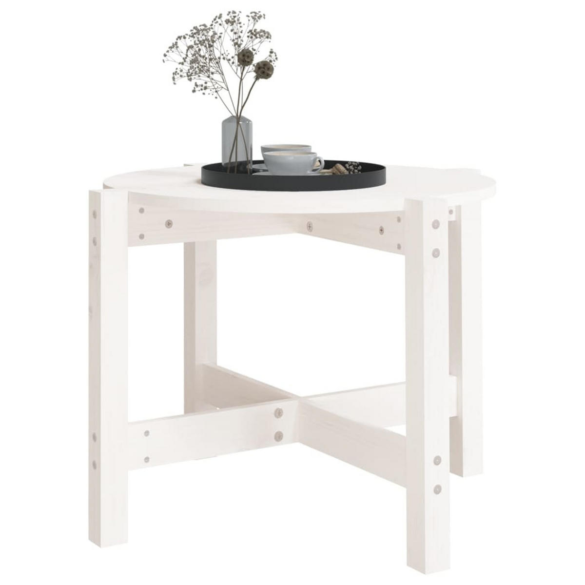 COUCHTISCH Weiß Ø 62,5x45 cm Massivholz Kiefer - Weiß, Holz (62.5/62.5/45cm) - furnicato