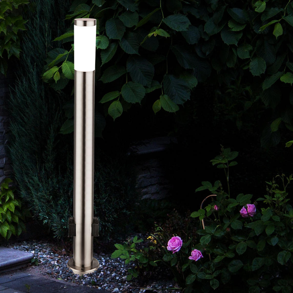 LED STEHLEUCHTE Silber opal - Silberfarben, Metall (13.1/13.1/110cm) - Globo Lighting