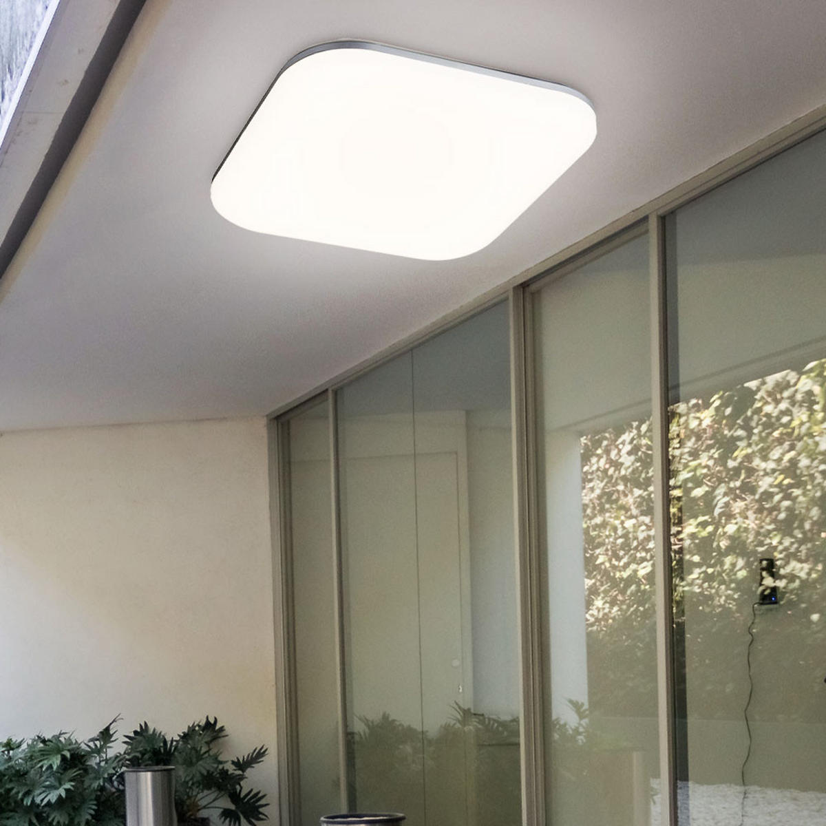 LED AUSSENDECKENLEUCHTE Dori Weiß Opal - Weiß, Kunststoff (33/33/5.6cm) - Globo Lighting