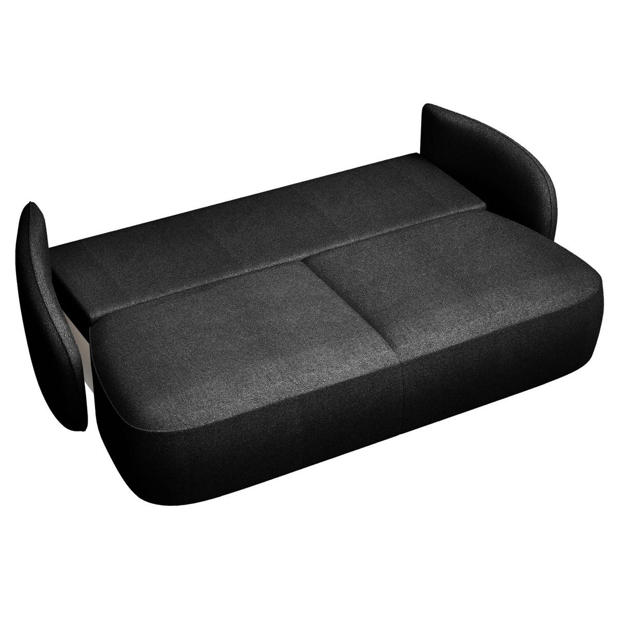 3-SITZER-SOFA Savoy Schwarz mit Schlaffunktion - Schwarz, Kunststoff/Textil (254/96/105cm) - Selsey
