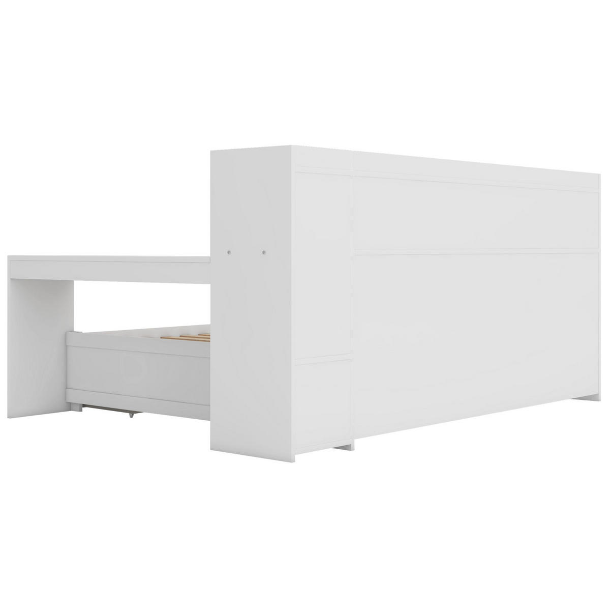 BETT 90/200 cm mit Nachttischablage und USB-Anschluss in Weiß - Weiß, Holzwerkstoff (90/200cm) - OKWISH