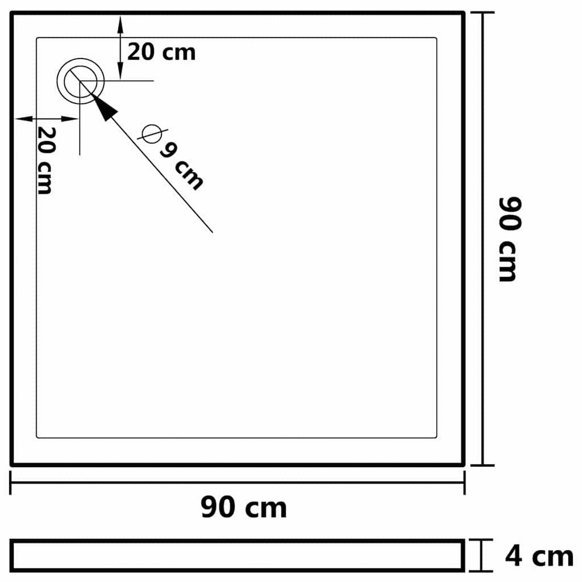DUSCHTASSE Quadratisch Schwarz 90/90 Cm - Schwarz, Glas (90/4/90cm) - vidaXL