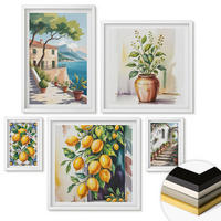 WANDBILDER 5er-Set - 50x50 cm & 20x30 cm & 40x60 cm Weißer Rahmen - Zitrusbaum im Fenster am Meer - Weiß, Kunststoff (40/60cm) - ArtPrintCave