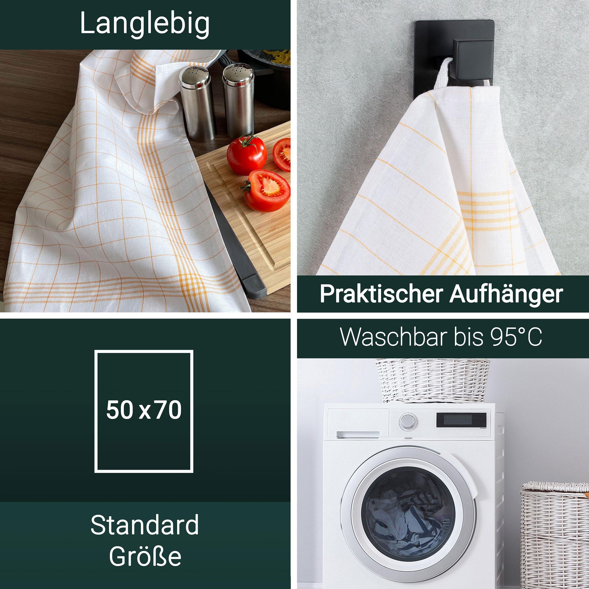 GESCHIRRTÜCHER, 5er-Set, 50x70 cm, 50% Baumwolle, 50% Leinen, Gelb - Gelb, Textil (50/70cm) - Zollner