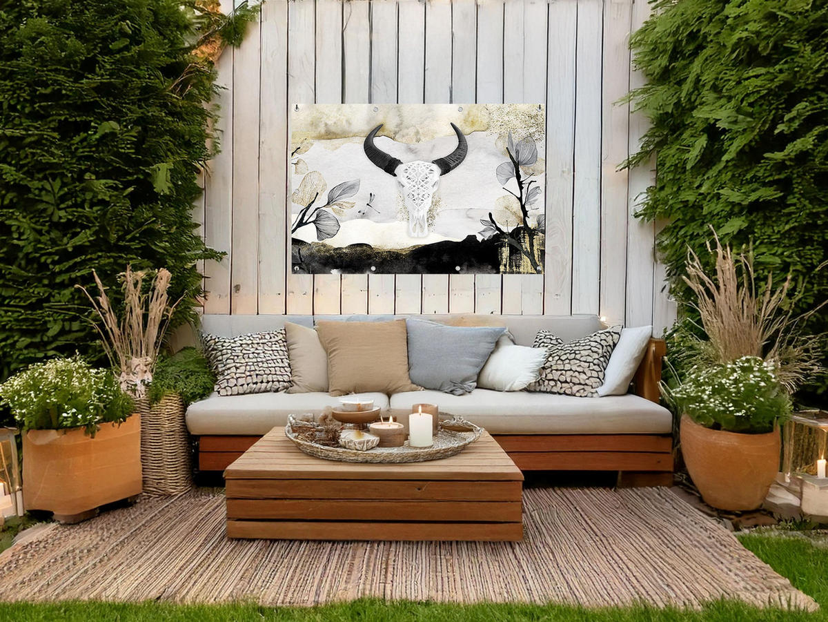 GARTEN-POSTER 120x80 cm Gartendeko: Abstrakt - Beige, Kunststoff (120/80/2cm) - artissimo