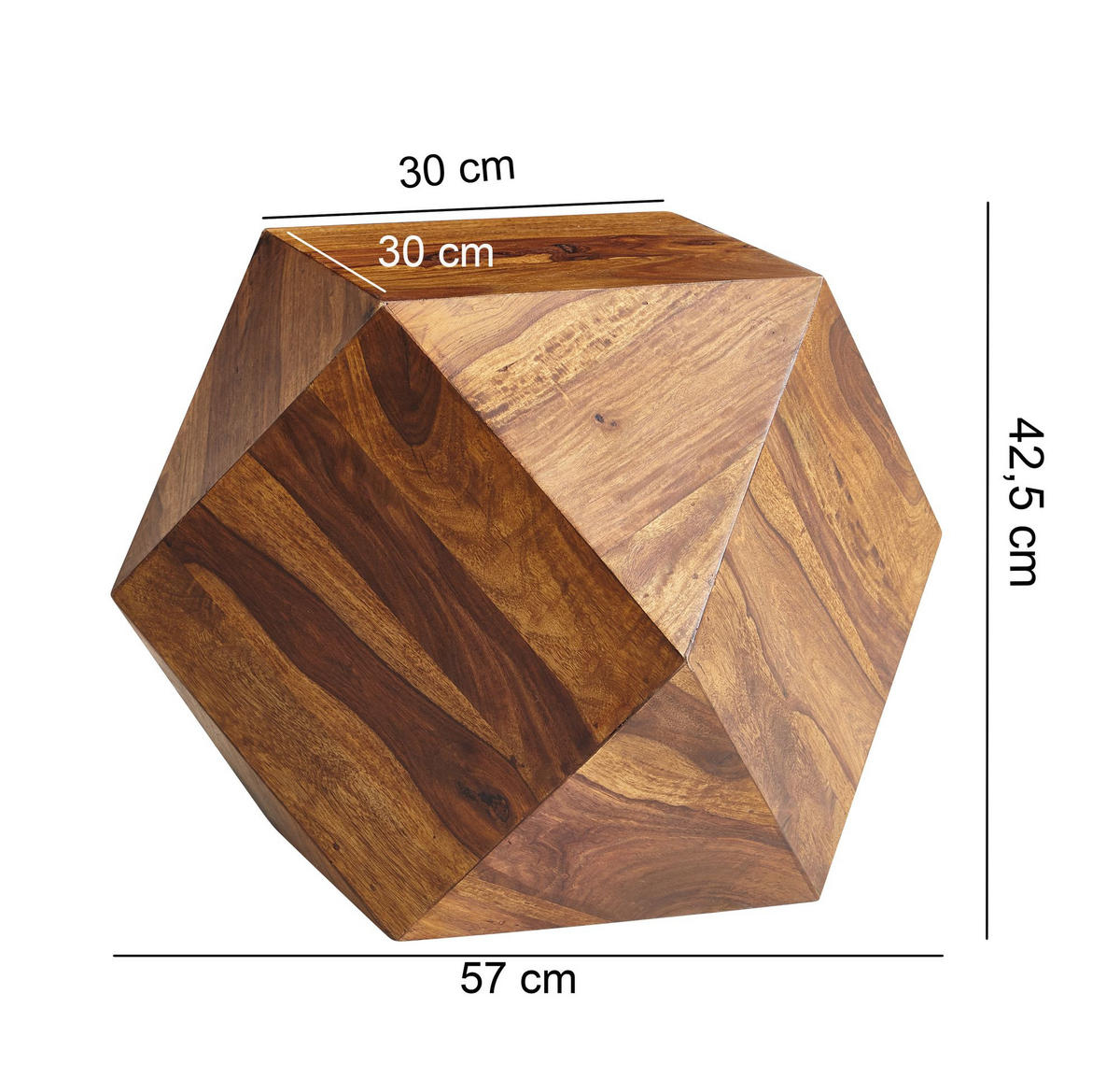 COUCHTISCH BATUN Sheesham Sofatisch - Braun, Holz (57/57/42.5cm) - tinkaro