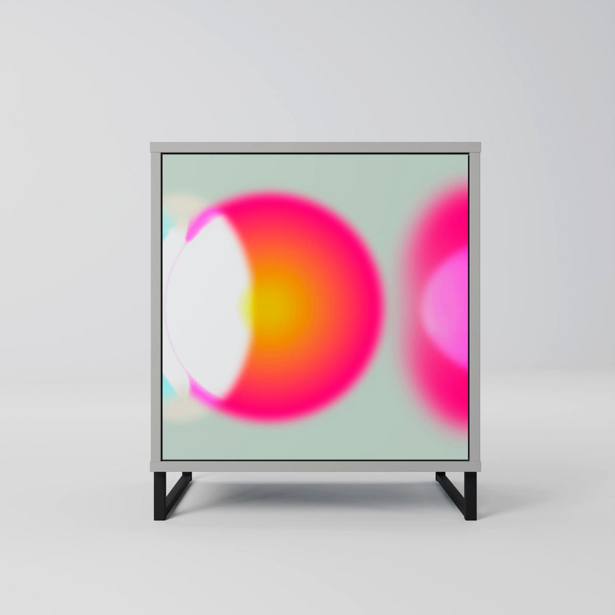 SIDEBOARD SYMPHONY OF COLORS, Grau, 57,5x42x72,5 cm, Schwarze Metallfüße - Multicolor/Schwarz, Holzwerkstoff/Metall (57.5/72.5/42cm) - SpaceRebels
