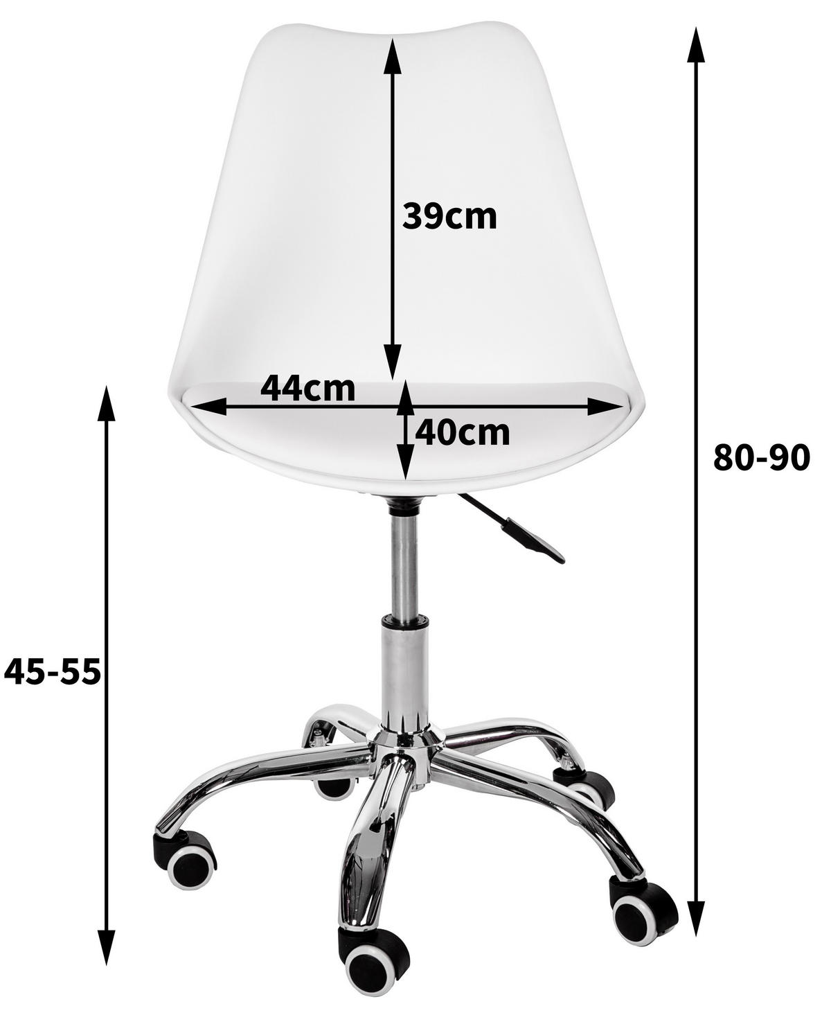 JUGENDDREHSTUHL Weiß / Silber - Silberfarben/Weiß, Textil/Metall (44/90/40cm) - Akord