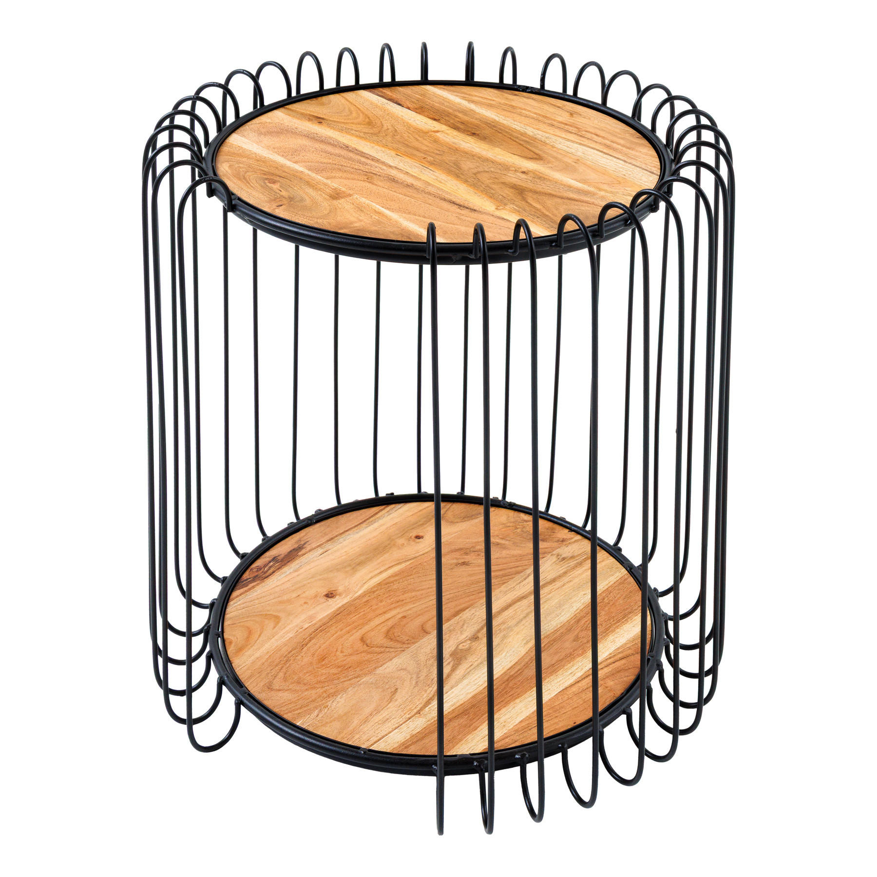 BEISTELLTISCH TRUE ELEMENTS Akazie Natur 50cm - Schwarz/Braun, Holz/Metall (46/46/49cm) - riess-ambiente