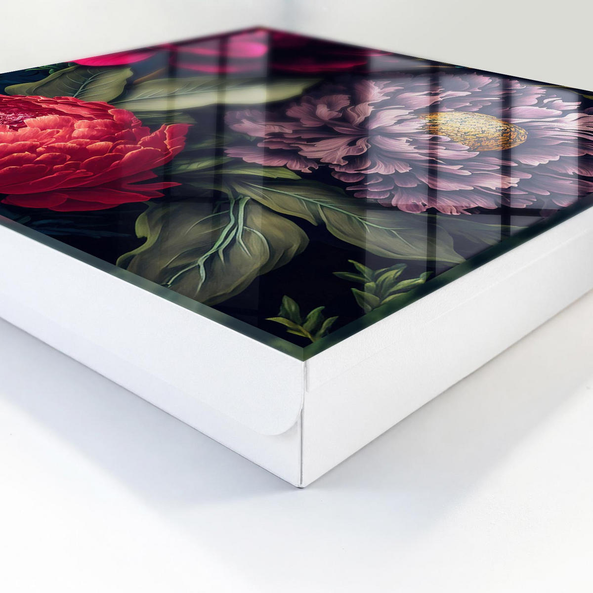 SCHLÜSSELBOX Weiß 30x30 cm – Türöffnung nach rechts - Blumen des Luxus - Lila, Metall (30/30/5cm) - TULUP