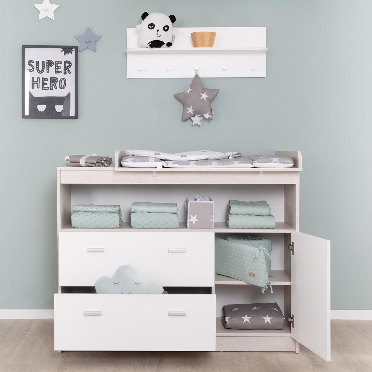 BABYZIMMER-SET Julia, 2-teilig - Multicolor, Holzwerkstoff (78/80/142cm) - Roba
