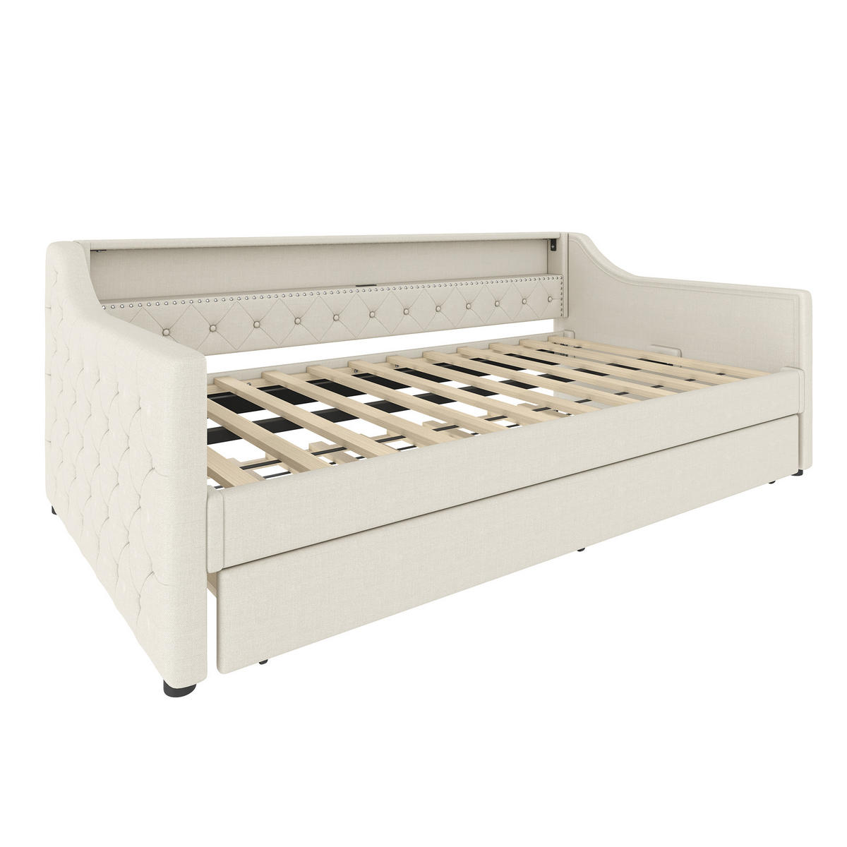 AUSZIEHBETT 90/200 cm DE-04872, mit LED in Beige - Beige, Holzwerkstoff (90/200cm) - ComfortXL