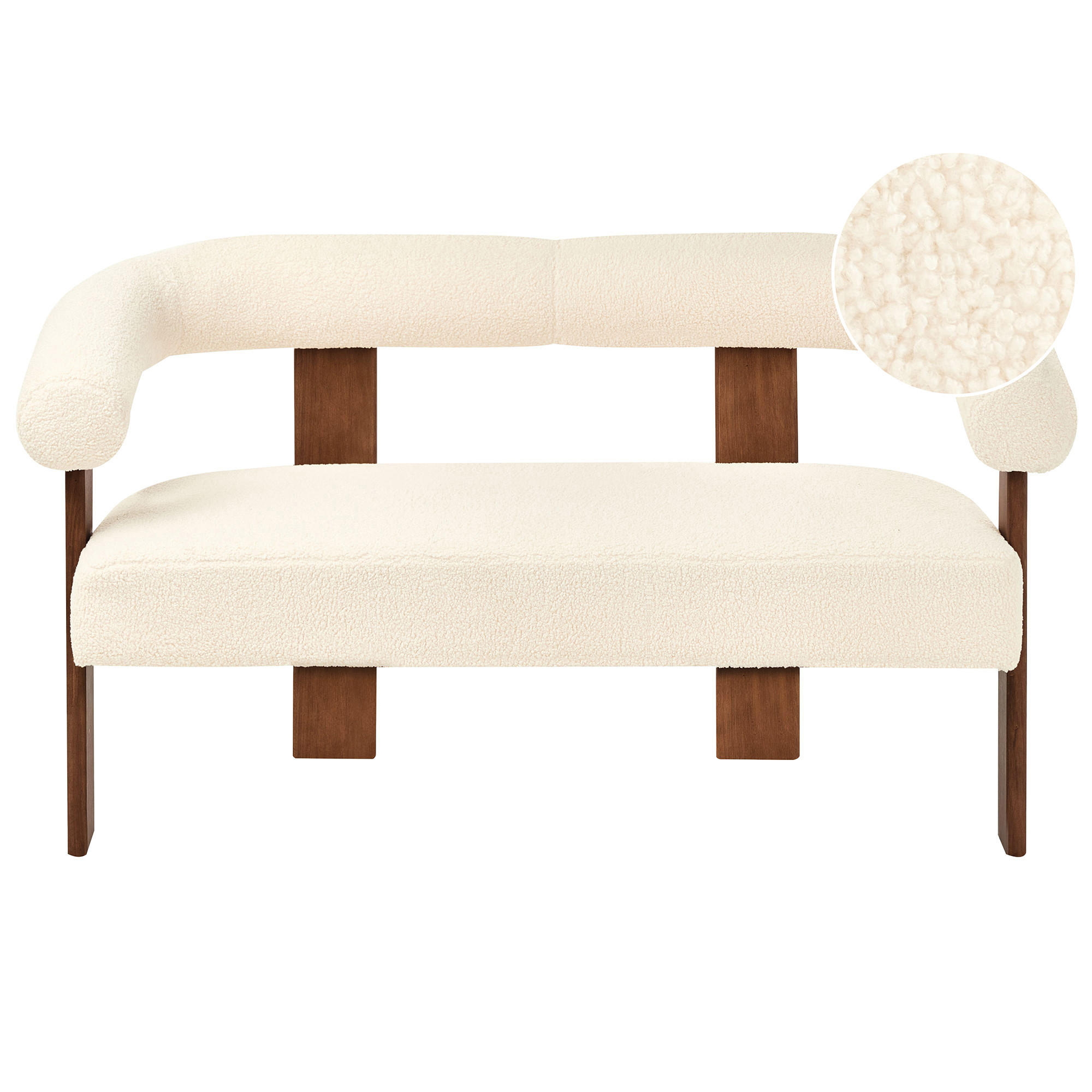 2-SITZER-SOFA Bouclé Cremeweiß/Dunkelbraun Ilbro - Creme, Textil (138/76/68cm) - Beliani