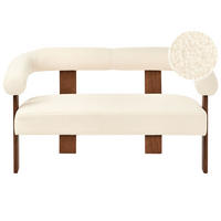 2-SITZER-SOFA Bouclé Cremeweiß/Dunkelbraun Ilbro - Creme, Textil (138/76/68cm) - Beliani
