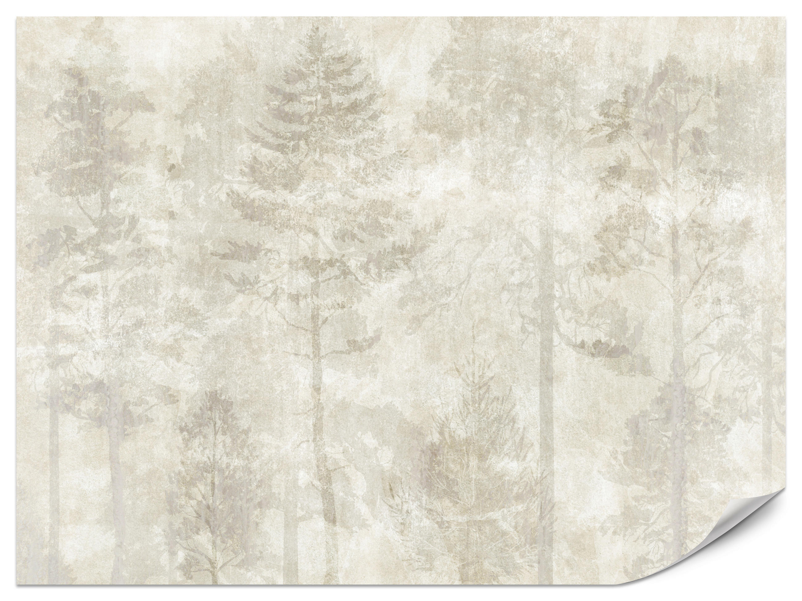 FOTOTAPETE für Wohnzimmer Boho Wald Bäume Beton Abstrakt Vintage Beige 350x256 - Beige/Braun, Papier (350/256cm) - Muralo