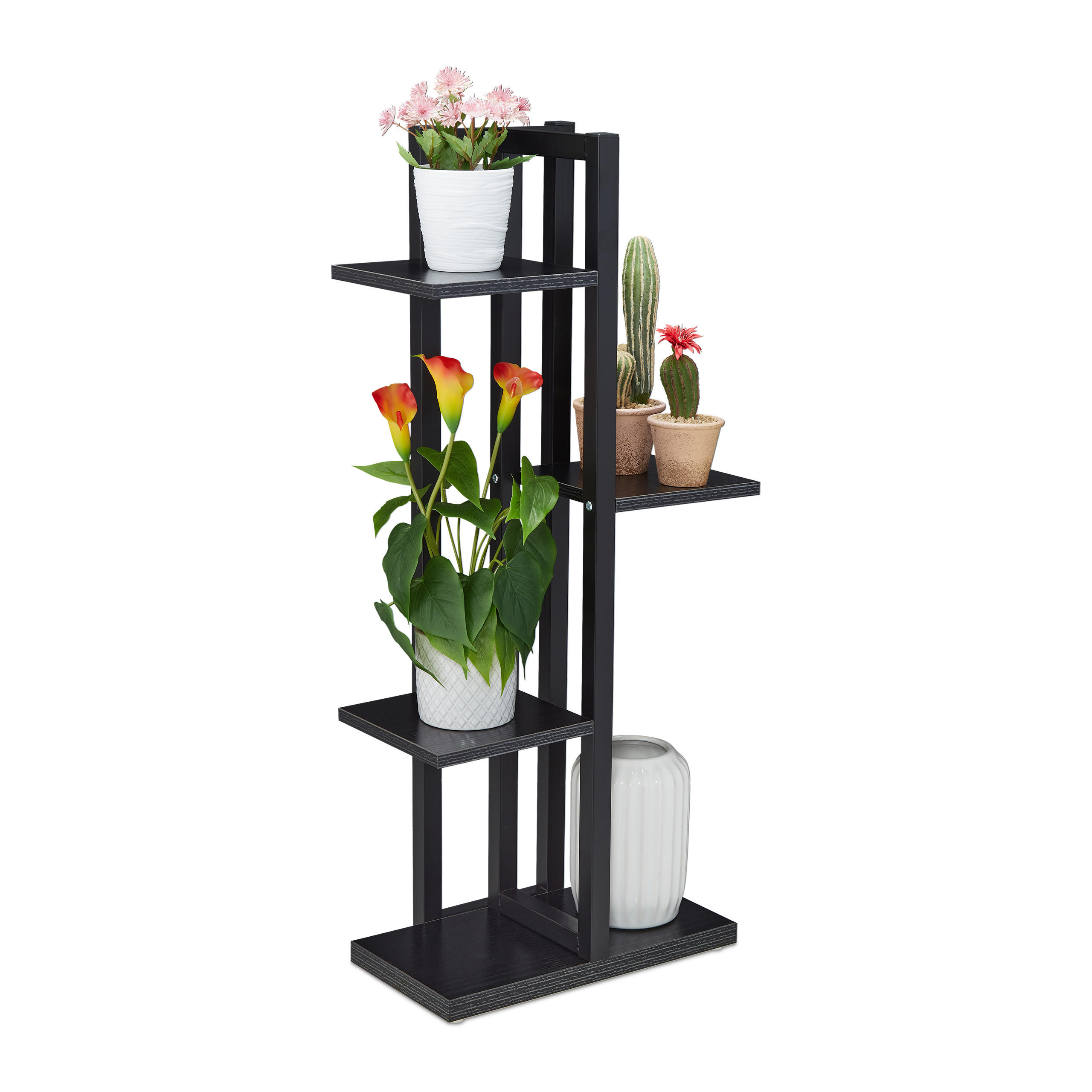 BLUMENREGAL - Schwarz, Holzwerkstoff/Metall (42.5/93/22.5cm) - Relaxdays