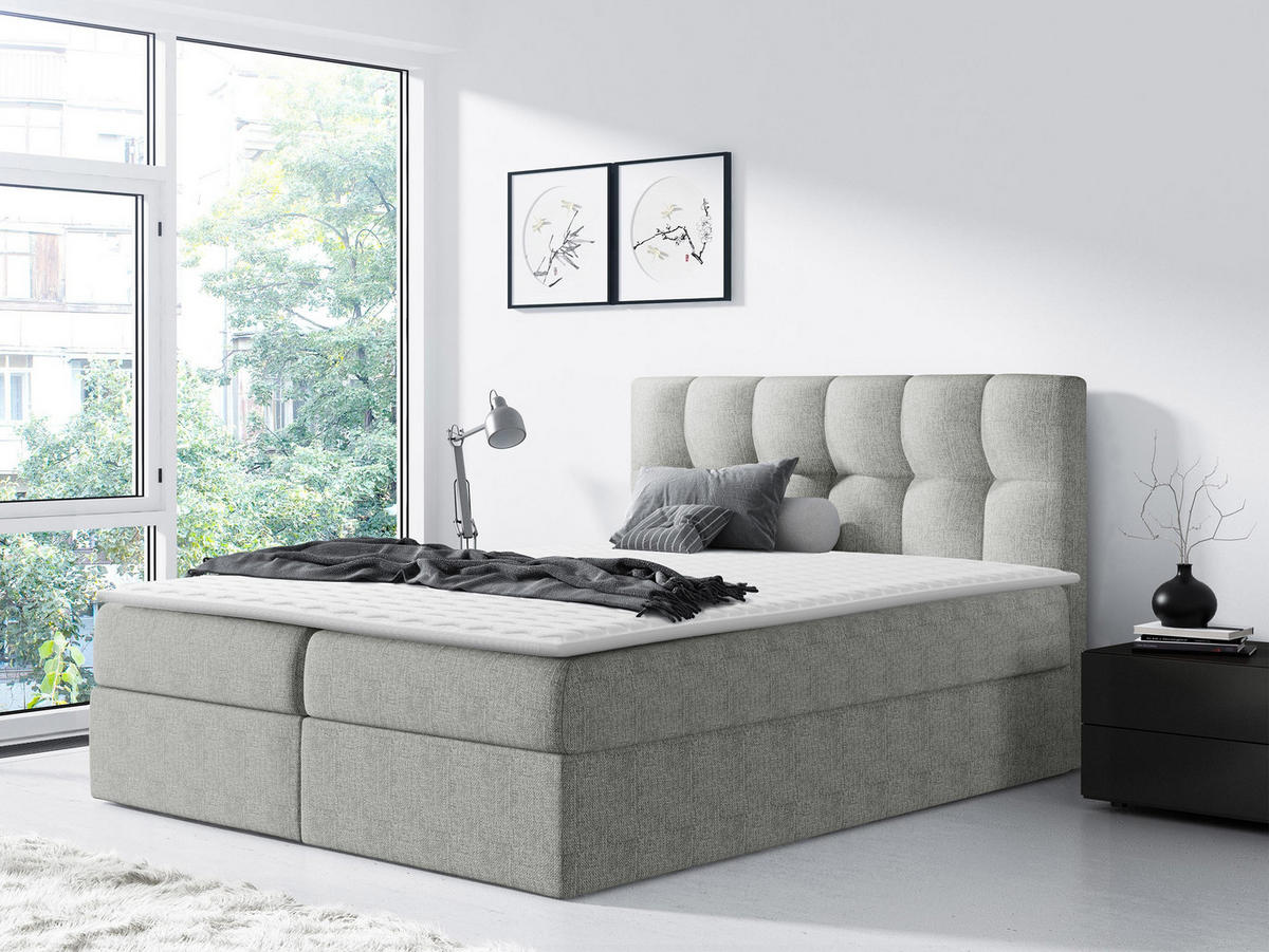 BOXBETT Rico - Hellgrau, Holz/Textil (120/200cm) - MIRJAN24