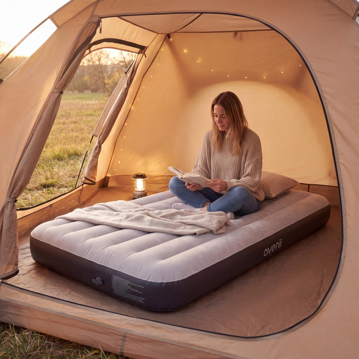 LUFTBETT Luftmatratze Camping BeamRest grau 191x99x25cm - Grau, Kunststoff (99/191cm) - Avenli