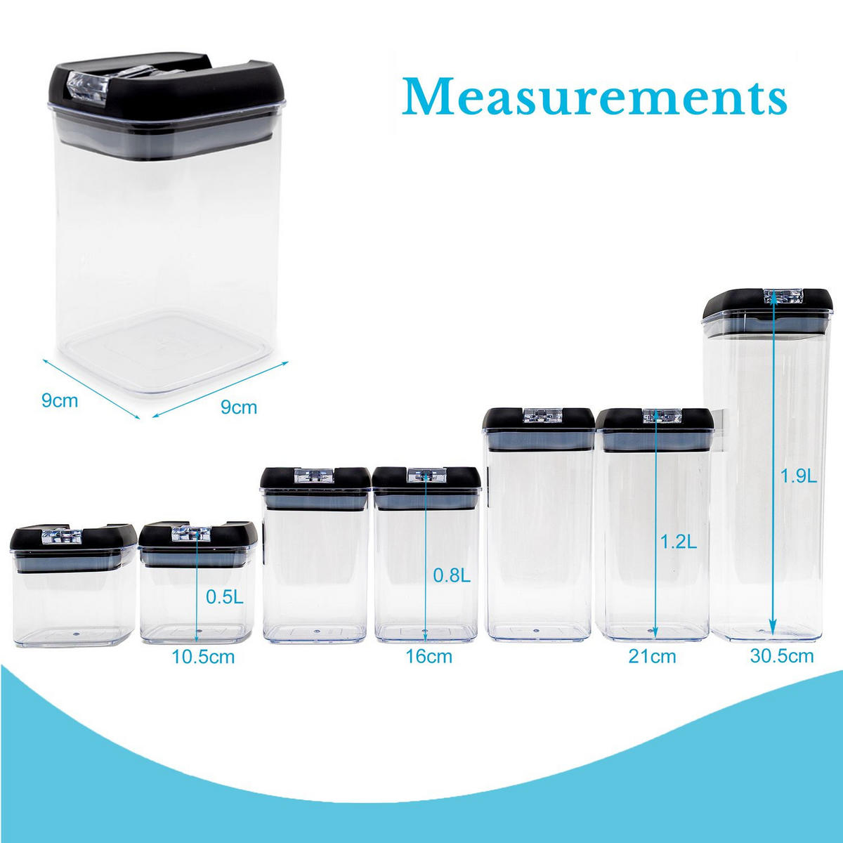 VORRATSDOSEN Set Aufbewahrungsboxen (7-tlg.) - Schwarz, Kunststoff - Intirilife