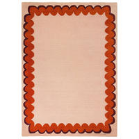 TEPPICH aus Wolle, handgetuftet, WAVENEY, in Orange, Zickzack-Wellenbordüre, 140 x 200 cm - Orange, Textil (140/200cm) - KADIMA DESIGN