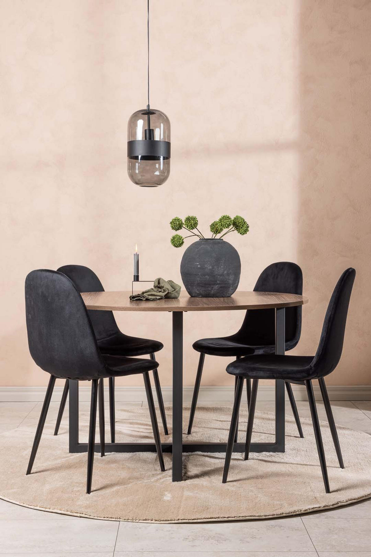 TISCHGRUPPE Nussbaum - Schwarz, Holzwerkstoff (120/75/120cm) - ebuy24