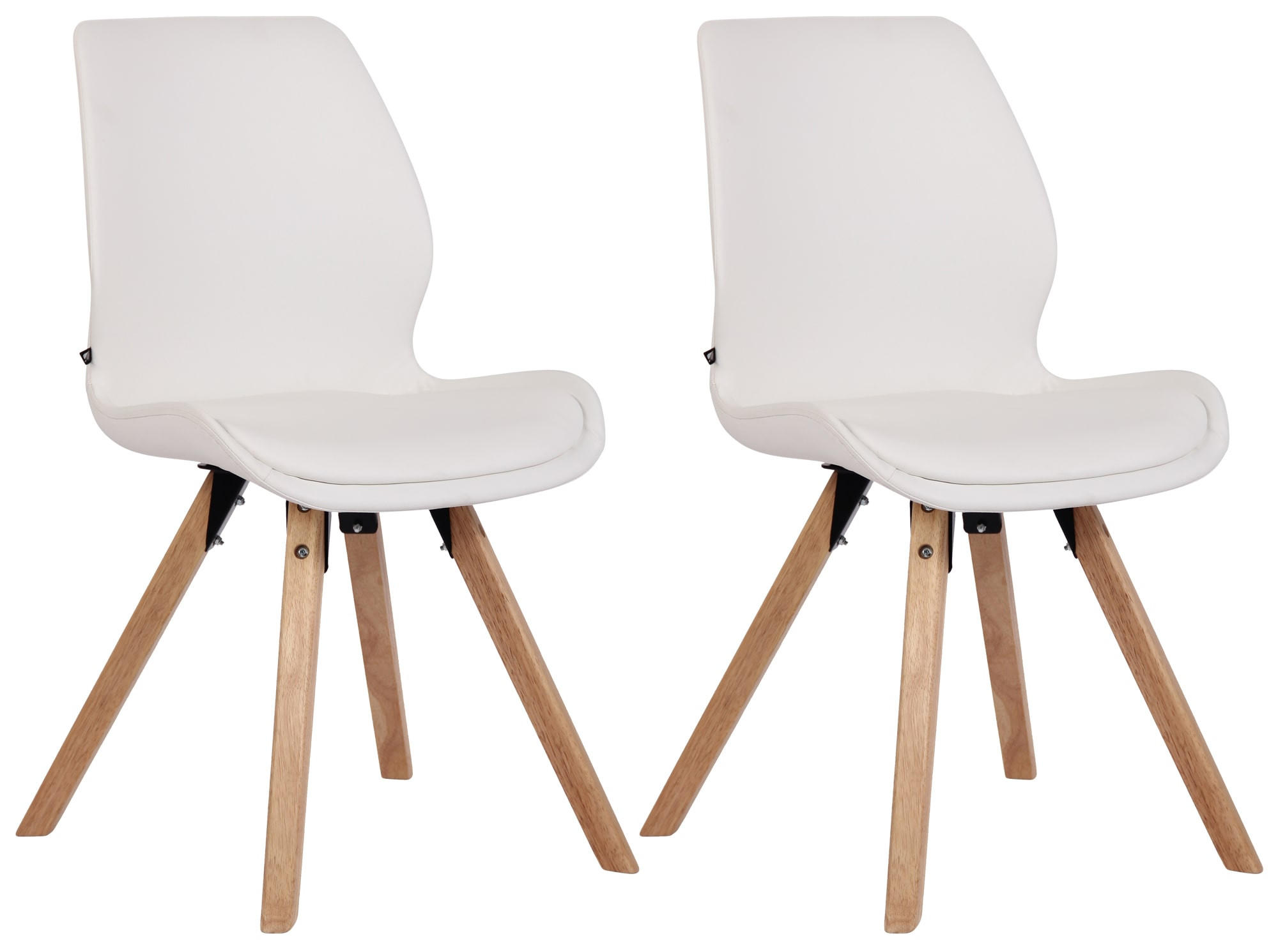 STUHL 2er Set Lederlook weiß - Eukalyptusholzfarben/Weiß, Holz/Textil (49/87.5/58cm) - CLP