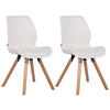 STUHL 2er Set Lederlook weiß - Eukalyptusholzfarben/Weiß, Holz/Textil (49/87.5/58cm) - CLP