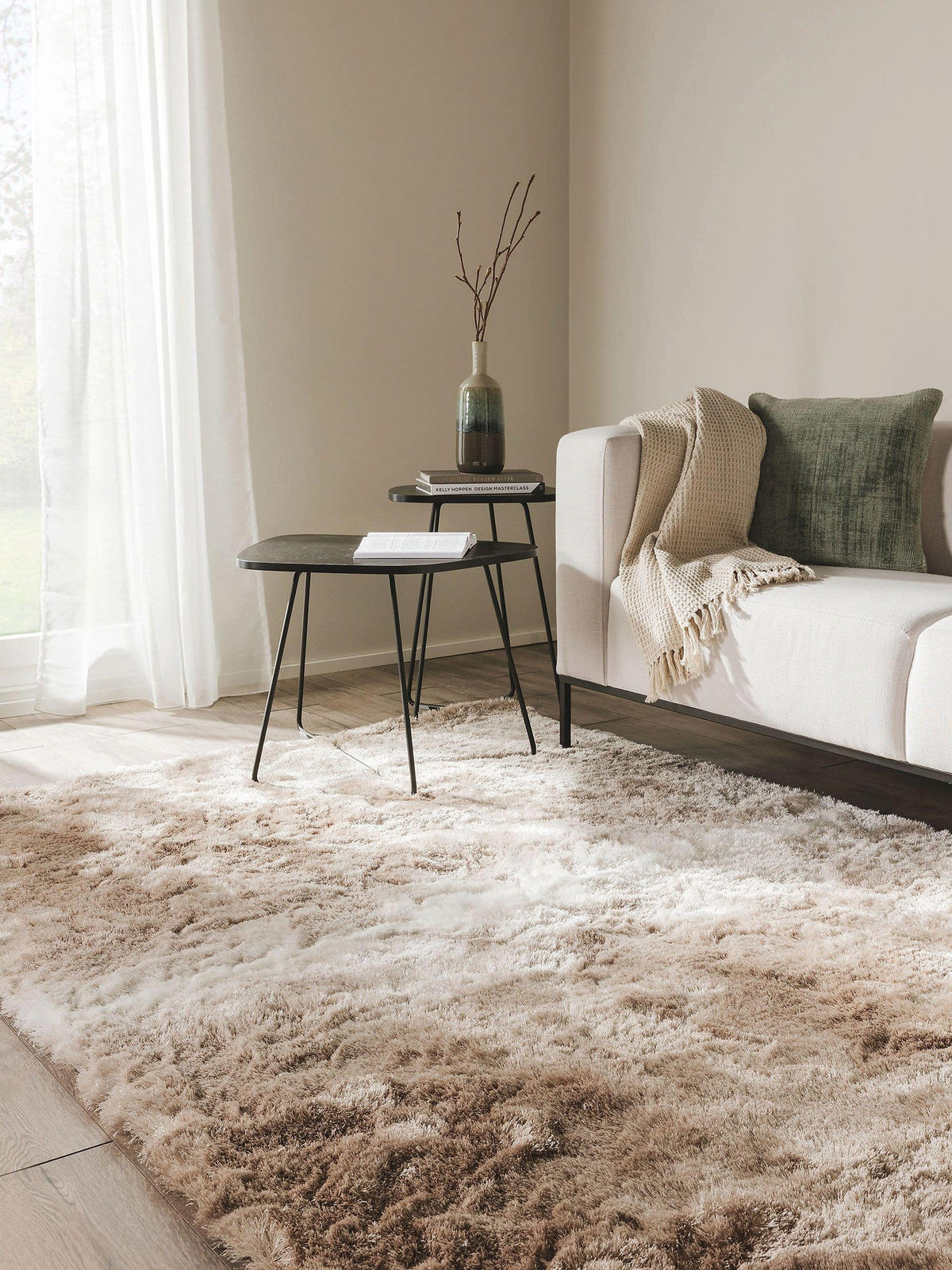 HOCHFLORTEPPICH Whisper Beige/Hellbraun 200x290 cm - Beige, Textil (200/290cm) - benuta Nest