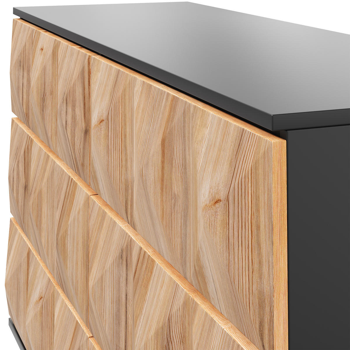 SIDEBOARD Schwarz Naturfarben 120/40/85 cm - Schwarz, Holzwerkstoff (120/85/40cm) - PANGIVO