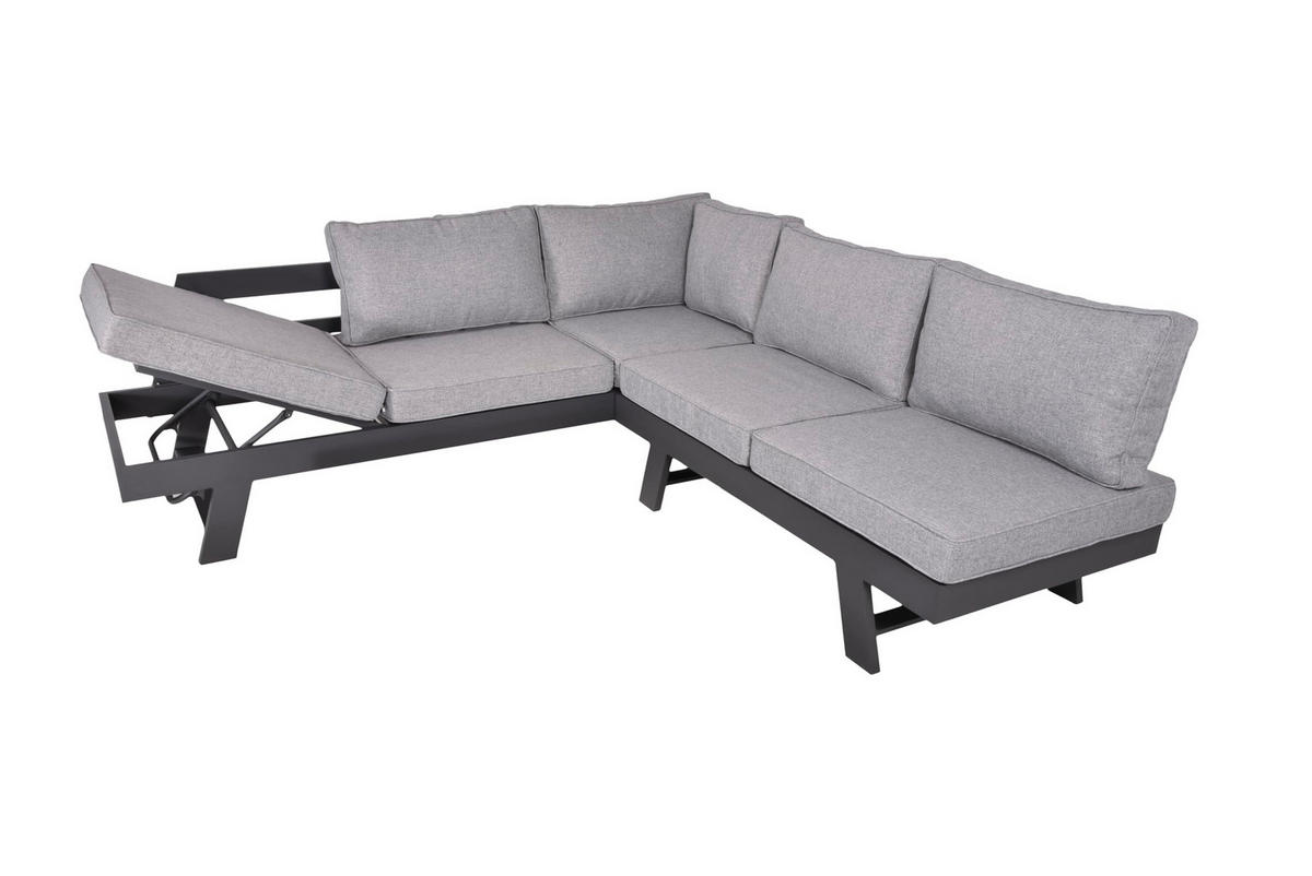 GARTENLOUNGESET Anders 3-teilig Gartenmöbel - Grau, Kunststoff - DELUKE