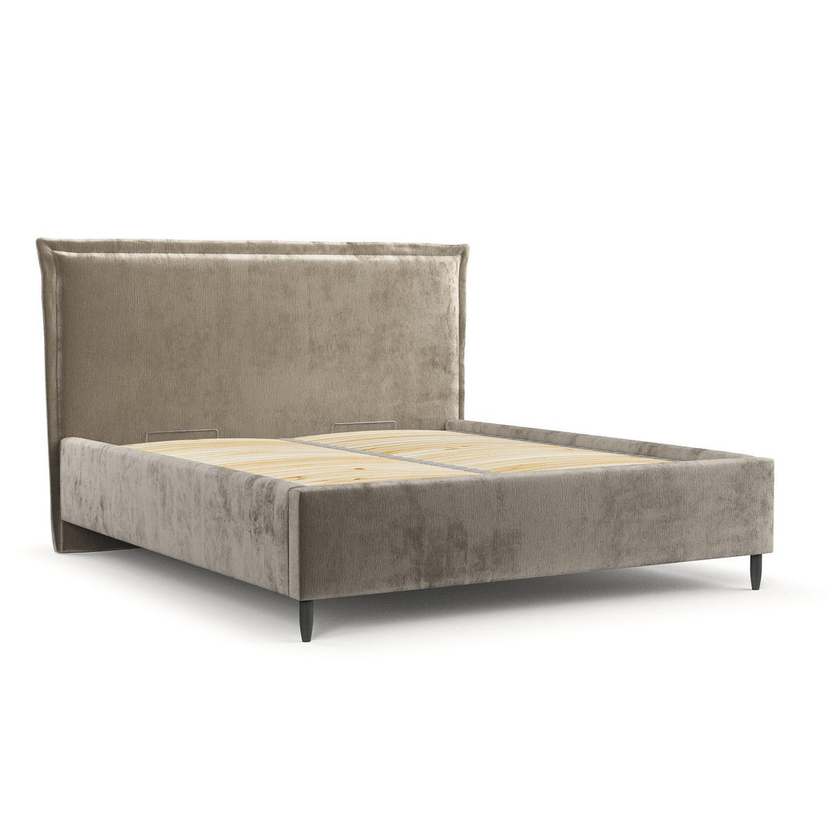 POLSTERBETT Cape Cod Beige 140/200 cm im Chenille-Stoff - Beige/Schwarz, Holz/Holzwerkstoff (140/200cm) - Maison de Reve