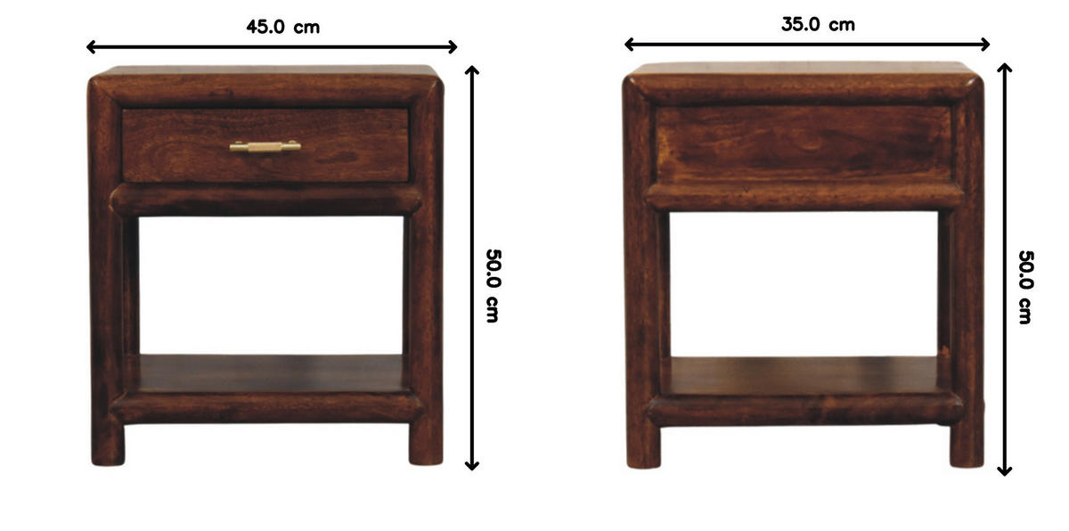 NACHTTISCH mit Kastanien-Finish, 1 Schublade, 1 offene Ablage, dunkelbraun - Dunkelbraun, Holz (45/50/35cm) - Artisan Furniture