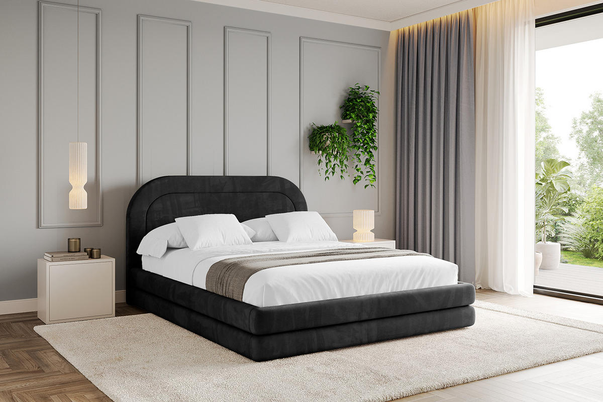 POLSTERBETT mit Bettkasten und Lattenrost, Bett mit Matratze H3/H4 - LERIS 120x200 Schwarz - Schwarz, Holzwerkstoff/Textil (120/200cm) - ALTDECOR