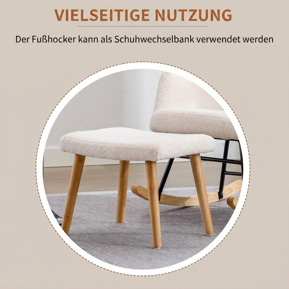 SCHAUKELSTUHL 82/65/94 cm Weiß mit Nackenkissen und Fußhocker - Weiß, Textil (82/94/65cm) - Oxeza