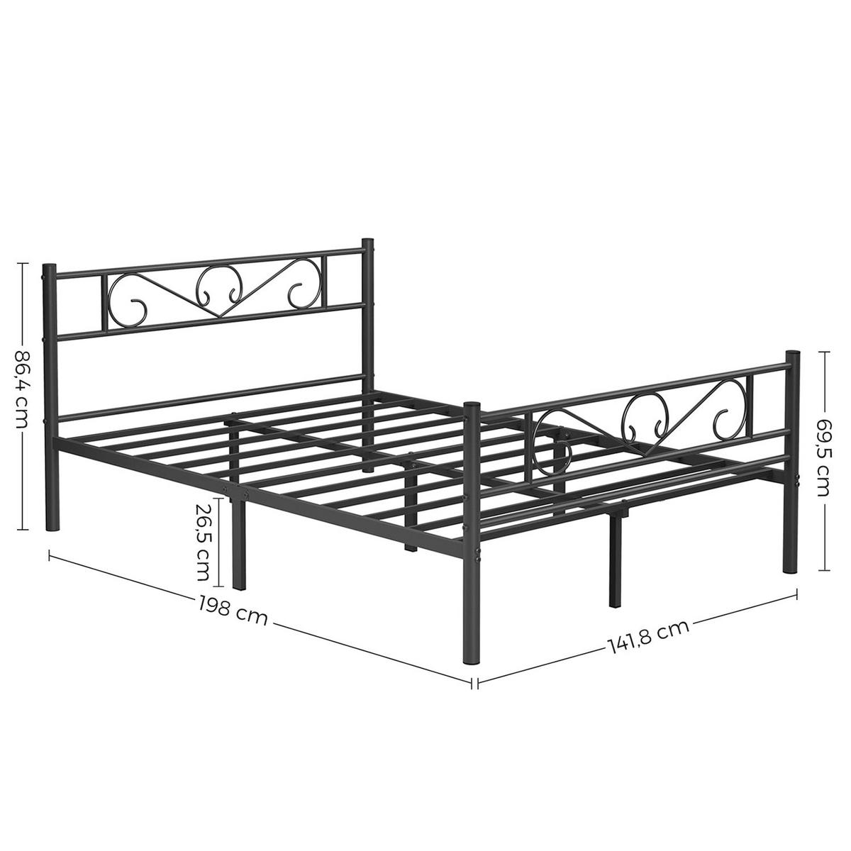 DOPPELBETTGESTELL AUS METALL - Schwarz, Kunststoff (141.8/198cm) - Hansiro